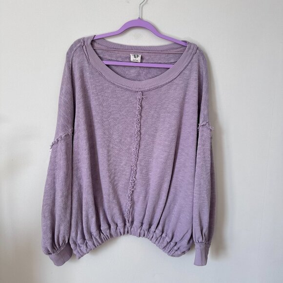 We The Free Tops - Free People We The Free Lilac Oversized Scoop Neck Top Elastic Hem M